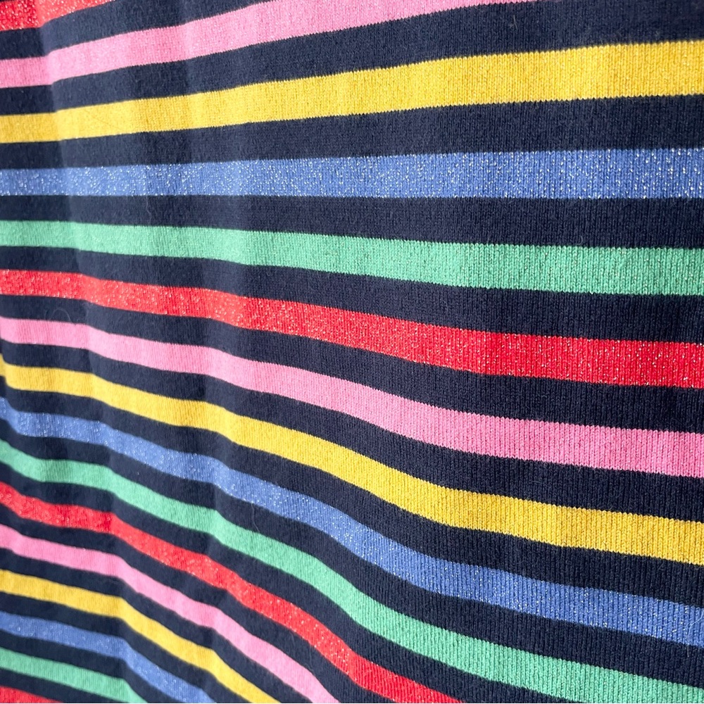 Joules Harbour Luxe Rainbow Stripe Navy Blue Cotton Blend Size 8 Long Sleeve - Picture 9 of 9